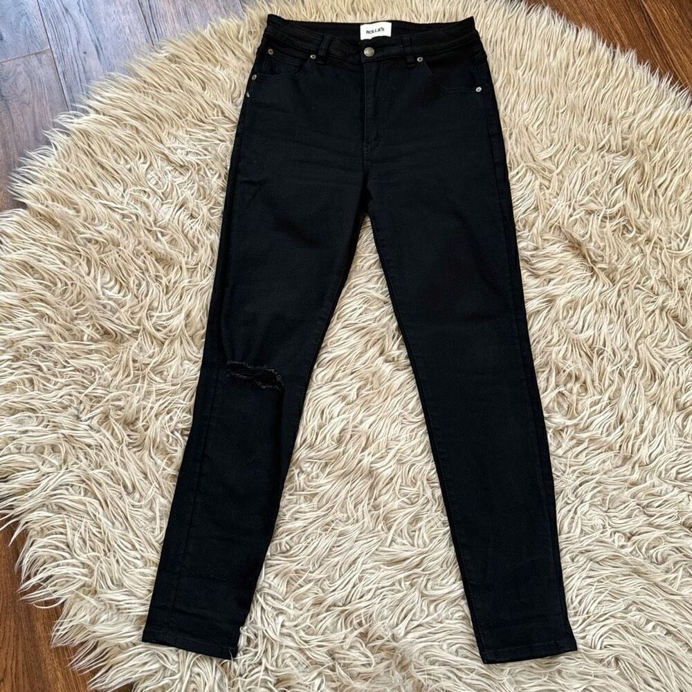 Rollas black distressed pants